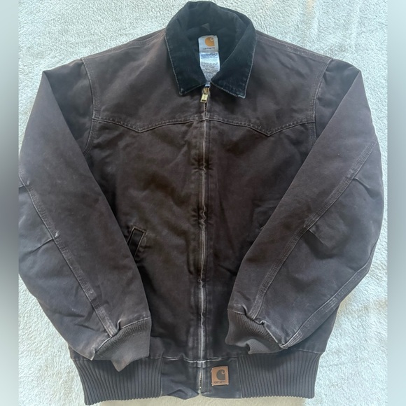 Carhartt Other - Carhartt Brown Bomber Jacket with Black Corduroy Collar